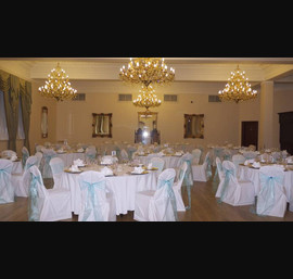 White Chair Covers and 'Tiffany Blue' bows at Doxford Hall