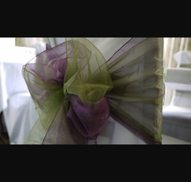 White Chair Covers and Willow Green & Heather double bow at Embelton Hall