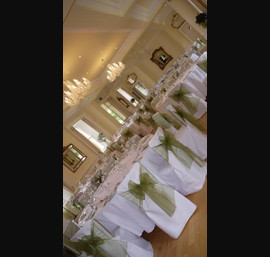 White Chair Covers and Willow Green Bows at Eshott Hall