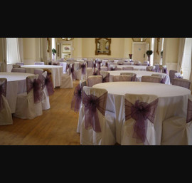 White Chair Covers and Heather Bows at Eshott Hall