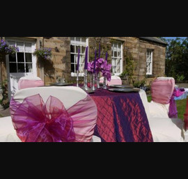NEW! Raspberry pin tuck taffeta table runner table runner with matching bows Centre piece design and created by ADAM PREST