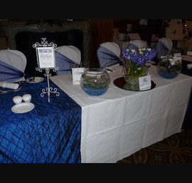 White Chair Covers and Midnight blue pin tuck taffeta at The White Swan