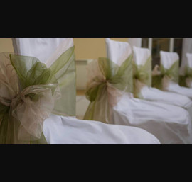 White Chair Covers and willow and antique double side bow t Woodhill Hall
